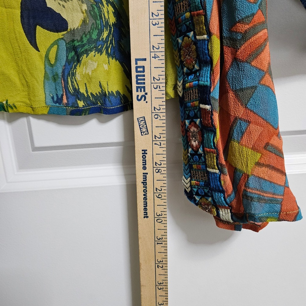 Vibrant Parrot Print Open Kimono Jacket - Multicolor - Picture 9 of 10